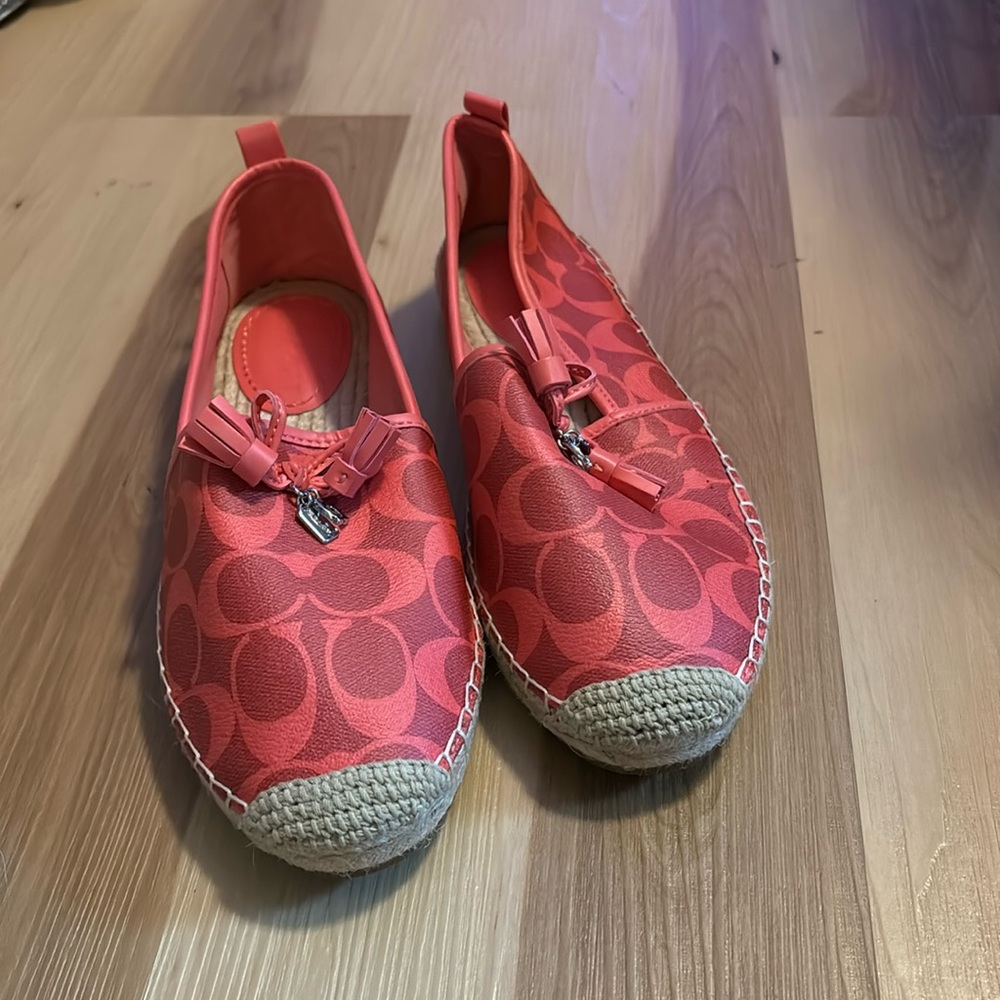 Pink and Red Coach Slip Ons